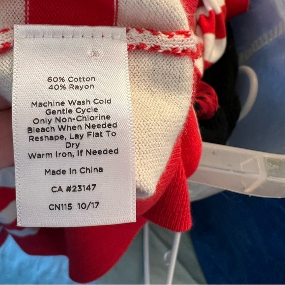 Talbots Charming Cardigan Stripe Ruffle Red White 3XP - Picture 12 of 12